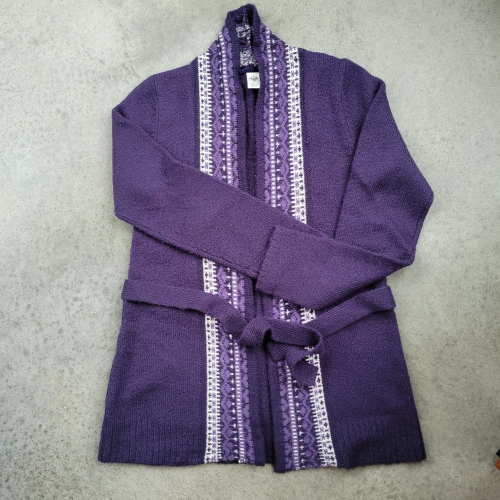 Prana Women's Open Long Cardigan, purple/white